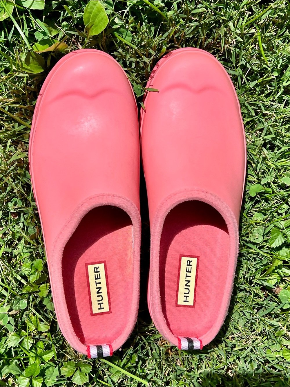 Hunter Play Pink Salmon Coral Gardening Clogs UK4 USA6 6 rubbers slip on wedges - Picture 5 of 12
